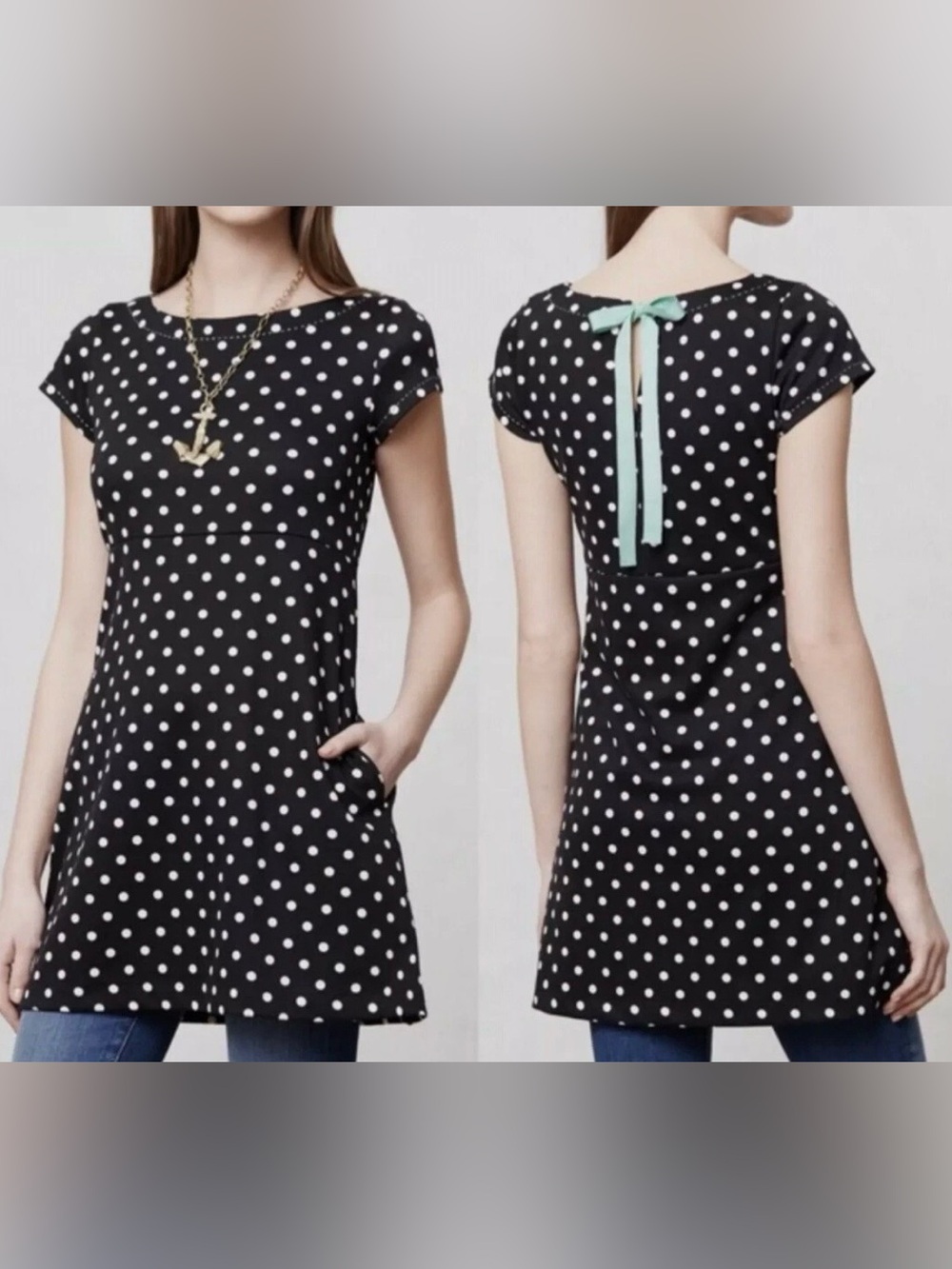 Anthropologie | Postage B&W Polka Dot Dress - XS